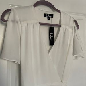 Lulu’s Rise to the Occasion White Midi Wrap Dress